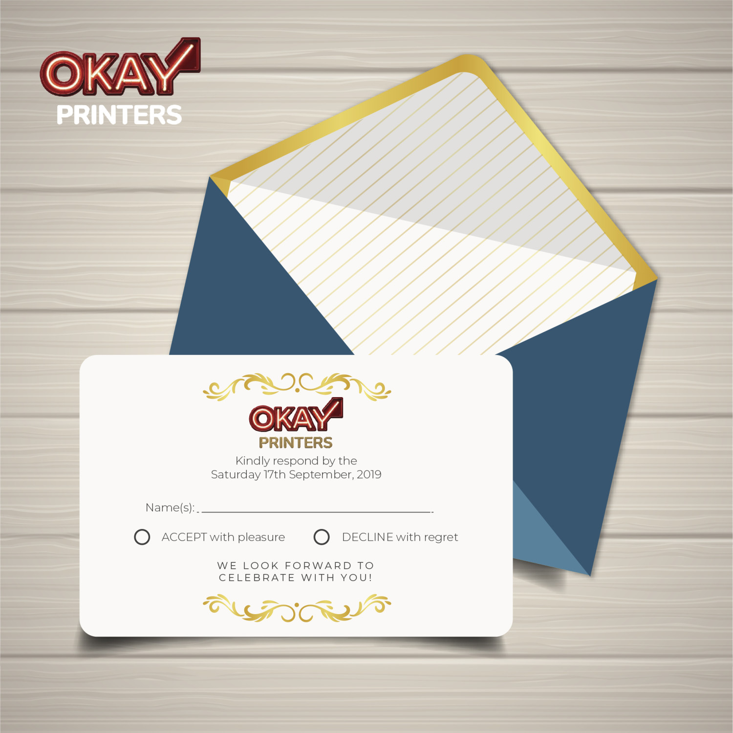 Invitations / Announcements Matte Lamination + Gold / Silver Foil
